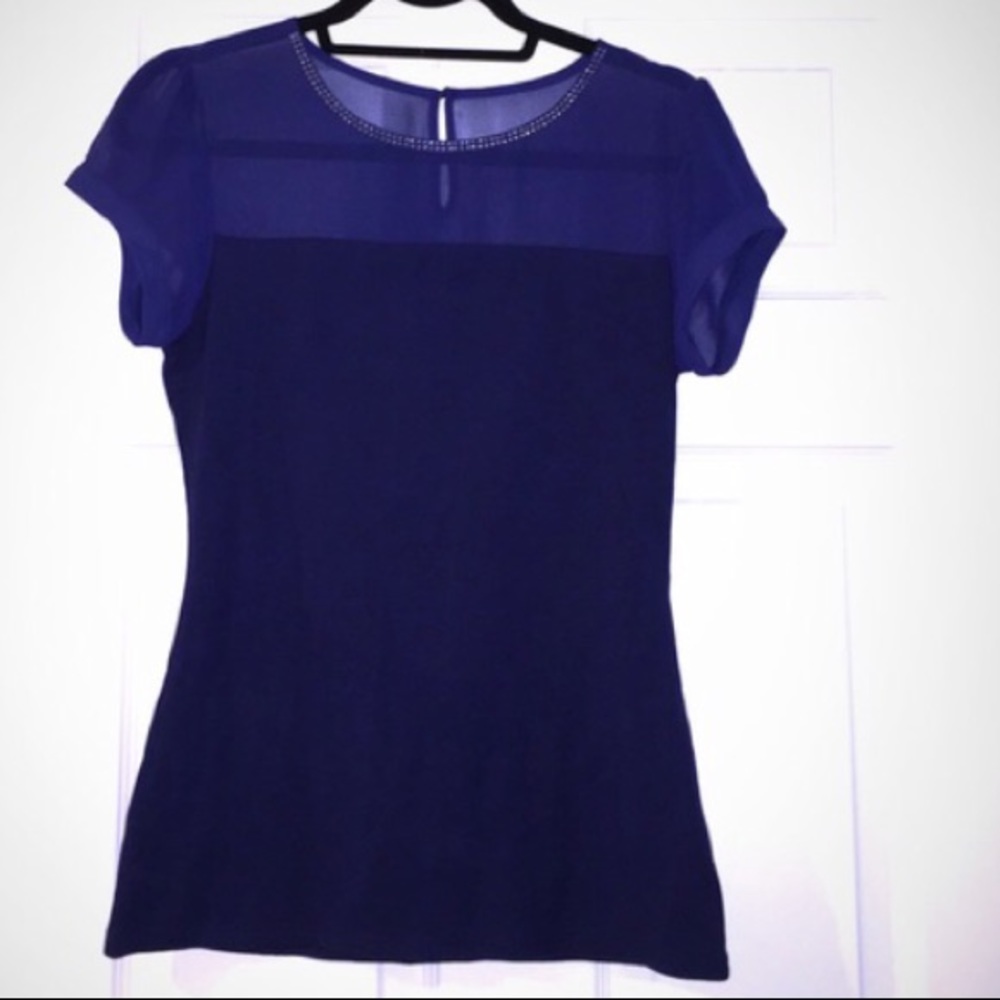 Express Embellished Neckline Top- XS
